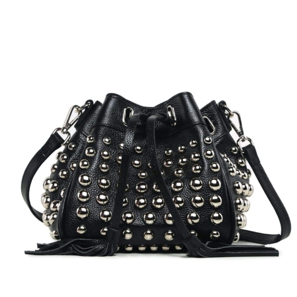 Vicenzo Jolyn Studded Mini Bucket Leather Purse